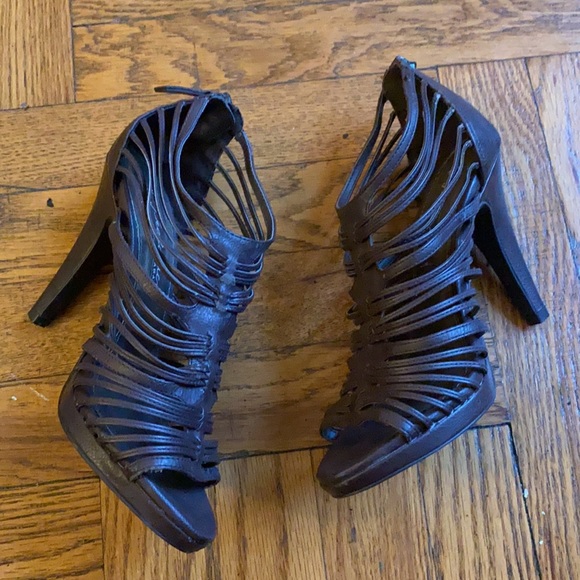 Zara brown strappy high heel platform Roman sandals - Picture 5 of 8